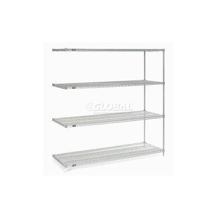Global Equipment Nexelate Silver Epoxy Wire Shelving Add-On 72"W x 36"D x 74"H A36727EP